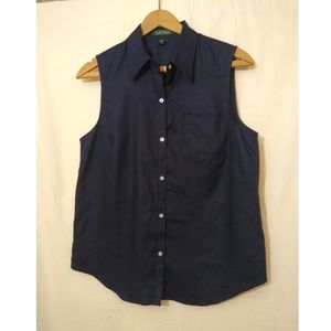 Ralph Lauren Linen sleeveless top size L, navy